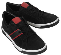 Stylowe, sportowe buty męskie z ozdobnym paskiem, skóra