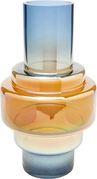 WAZON szklany o nieregularnym kształcie, niebiesko-bursztynowy, nowoczesny styl