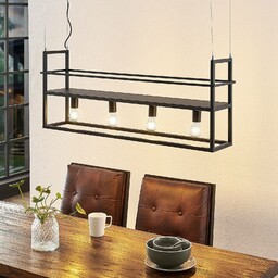 Lampa wisząca Lindby Grisela, półka, czarny, metal, 120