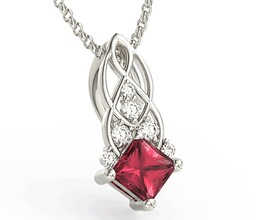 Wisiorek z białego złota z topazem Swarovski Red