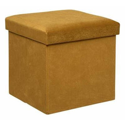 Pufa ze schowkiem Lilou składana welurowa żółta kwadratowa