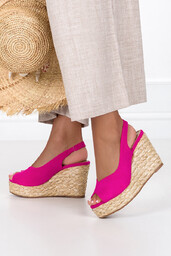 Fuksjowe sandały espadryle na koturnie Casu ER23X9-F-40