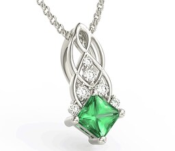 Wisiorek z białego złota z zielonym topazem Swarovski