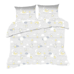 Karo Pościel bawełniana 110x140 58K misie zajączki szara