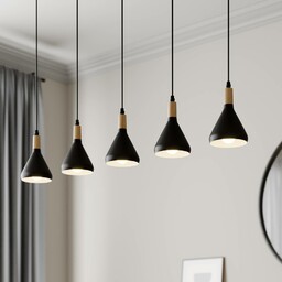 Lampa wisząca Lindby Arina, 100 cm, czarna, 5-punktowa
