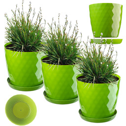 Doniczki na kwiaty z podstawkami Amily 20cm zielona