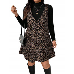 SHEIN SUKIENKA WZORZYSTA LEOPARD Z KOKARDĄ MINI 44