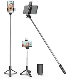 Selfie Stick Bezprzewodowy z Lampą LED Statyw Tripod
