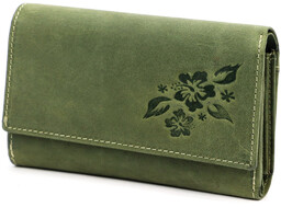 Pojemny Skórzany damski portfel z kwiatem Gregorio