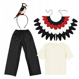 Kostium Ptaszek Zestaw Dzięcioł Przebranie Bal Wiosny Ecru-czarny