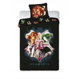 Pościel 140x200 Harry Potter Herb czarna młodzieżowa poszewka