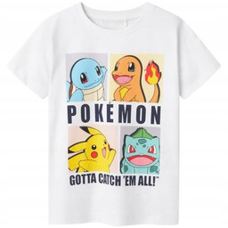 Name It Biały T-Shirt Dziecięcy Z Motywem Pokemon