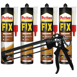Klej montażowy PATTEX FIX Drewno, 4 szt.