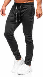 Czarne spodnie materiałowe joggery męskie Denley KA6078