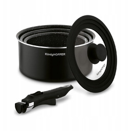 Zestaw garnków ze pokrywką szklaną z odpinaną rączką