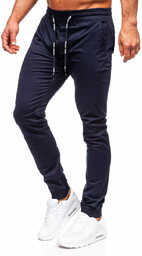 Granatowe spodnie materiałowe joggery męskie Denley KA6078