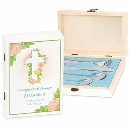 Sztućce dla dzieci zestaw w drewnianym etui