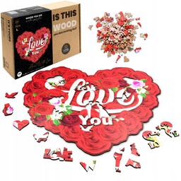Puzzle Drewniane Serce Walentynki Love You 140 el.