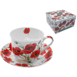 DUŻA FILIŻANKA PORCELANOWA ze SPODKIEM Maki - Poppy