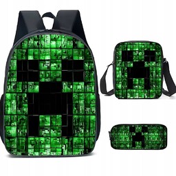 Minecraft Plecak Szkolny Piórnik i Lunch Box