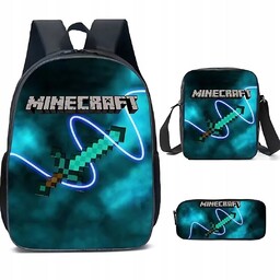 Plecak Szkolny Minecraft Piórnik i Lunch Box