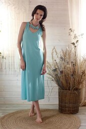 Długa bawełniana sukienka damska Homewear LHD 212