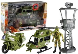Zestaw Militarny Helikopter Wojskowy Motor Wieża Import LEANToys