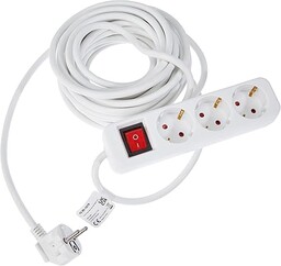 VALUE 3 Way Power Strip with Switch White