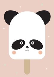 Wesołe lody panda na różowym tle - plakat