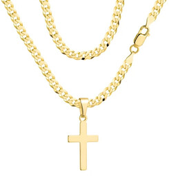 Łańcuszek Srebrny Pozłacany Pancerka 3,80 mm z Krzyżykiem