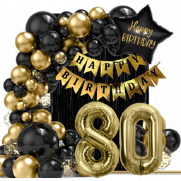 HAPPY 80 BALONY dekoracje na 80 LAT czarne