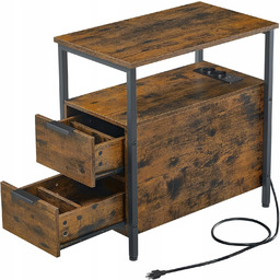 Stolik boczny szafka nocna loftowa gniazdko sieciowe