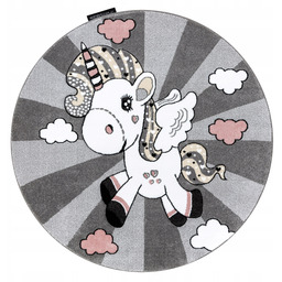 Dywan okrągły Petit 3D Pony Jednorożec 120 CM