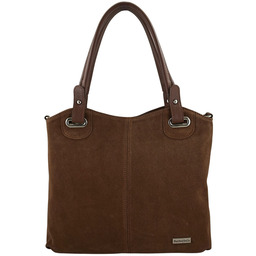 Duża elegancka torebka z naturalnej skóry i zamszu