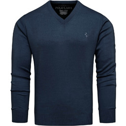 Sweter męski w serek kolor jeans Recea