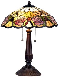 Clayre&Eef Kwiatowa lampa stołowa Rose styl Tiffany