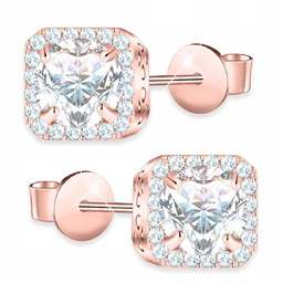 Kolczyki Pozłacane Kwadratowe z Cyrkoniami Kryształowe Kwadraty SREBRO