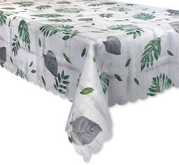 Obrus PLAMOODPORNY Monstera 130x220 liście kwiaty