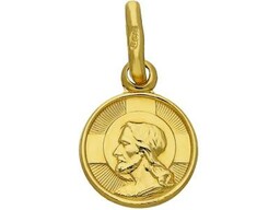 Złoty medalik 585 okrągły z Jezusem Chrzest komunia