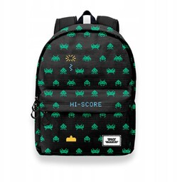 Plecak szkolny Dwukomorowy Space Invaders Czarny