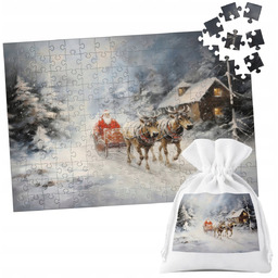 PUZZLE TRADYCYJNE - ŚWIĄTECZNE WZORY MIKOŁAJ RENIFER PREZENT