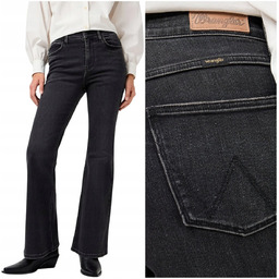 Wrangler FIERCE FLARE high czarne damskie spodnie jeansowe