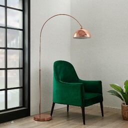 Lampa łukowa Lindby Lennart, miedź, z regulacją wysokości,