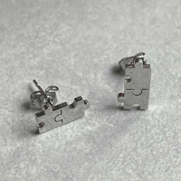 Kolczyki srebrne puzzle ze stali chirurgicznej