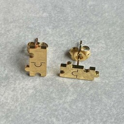 Kolczyki złote puzzle ze stali chirurgicznej