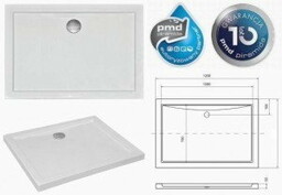 Brodzik prostokątny 120x80 niski Alpina Besco