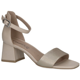 Sandały damskie skórzane z zakrytą piętą na obcasie