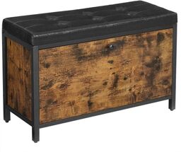 Szafka z siedziskiem, 80x30x51 cm, rustykalny brąz, czarny,