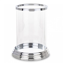 Świecznik szklany kielich szkło srebrny 20x15x15 168981