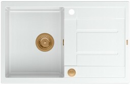 QUADRON Zlewozmywak 78x50 MORGAN 111 biały, elementy miedziane,